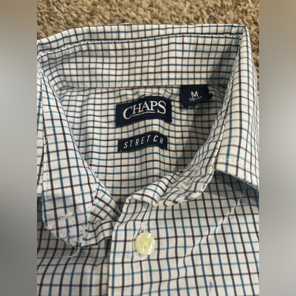 Chaps Kids Button Down Shirt - Blue Checkered - Picture 3 of 5